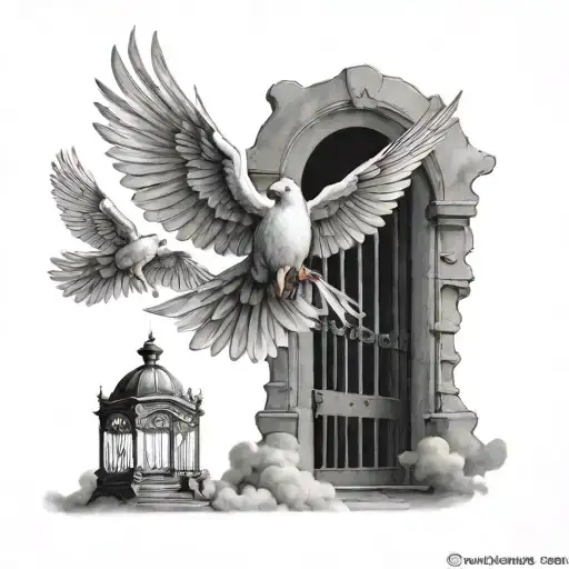 Heaven Stair Way Open Gates Doves Flying And Lights From Heaven