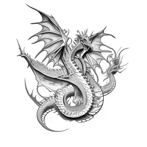 Tattoo Dragon Avec Ailes Dans Le Cou