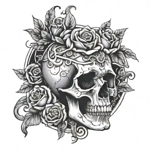 Memeorial And Skull Surrounded