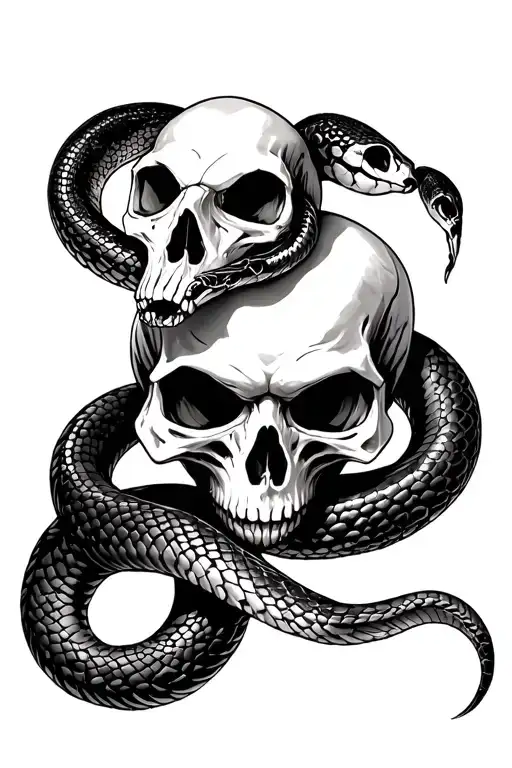 Harry Potter Death Eater Skull And Snake With The Deathly Hallows
