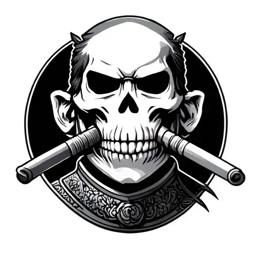 Samurai With Skeleton Face