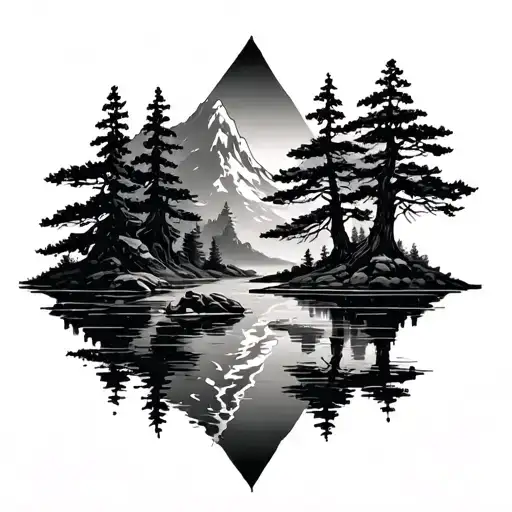 Mountain Tree Temple River