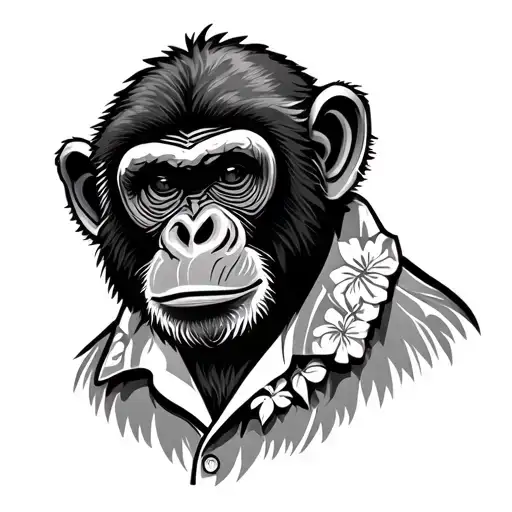 Monkey Wearing A Hawaiian Polo