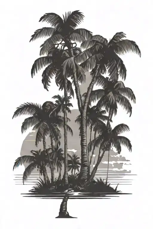 Palm Tree Florida Vibe Outside Night Time Medium Size
