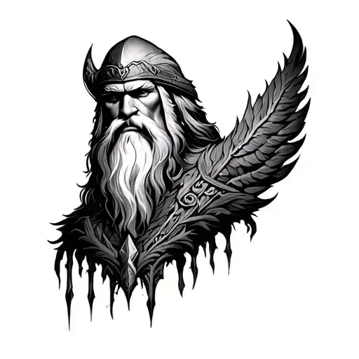 God Odin With A Background Tree