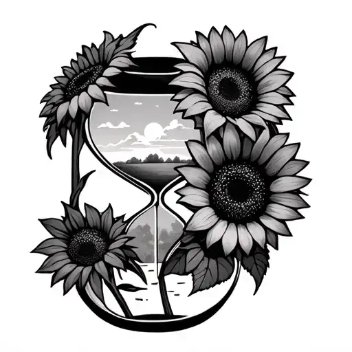 Pretty Sky Sunflowers Hourglass Forest