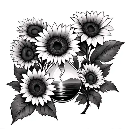 Sunset Sunflowers Hourglass Forest