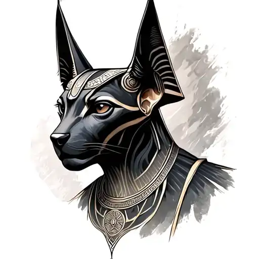 Piscis Con Anubis Portrait With Half