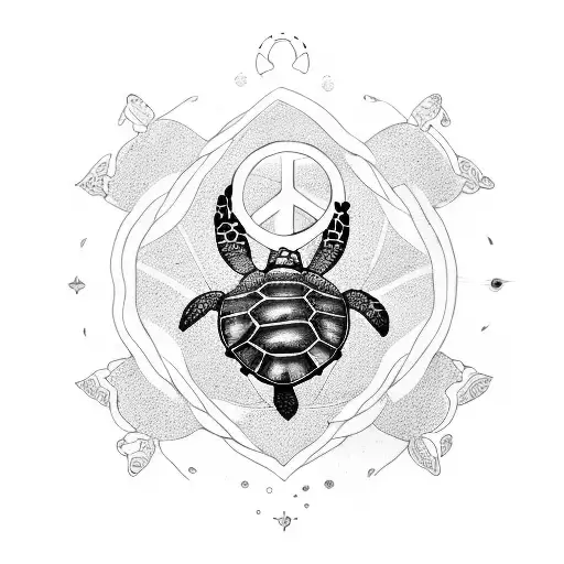 Sea Turtle With Peace Symbol Shell