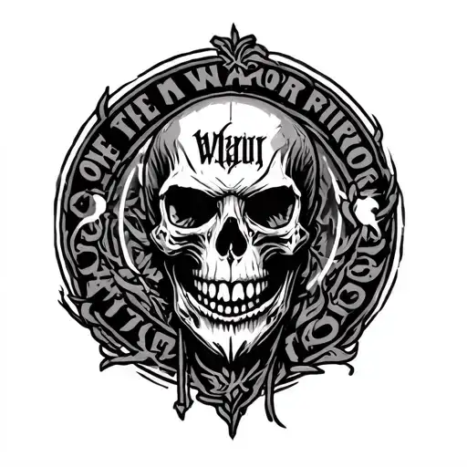 Skull In A Circle With The Inscription Of One In The Warrior Field