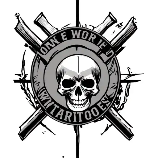 Skull In A Circle With The Inscription Of One In The Warrior Field