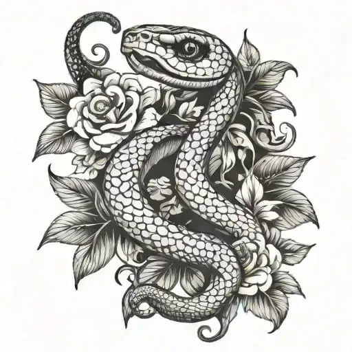 Snakes And Floral Design