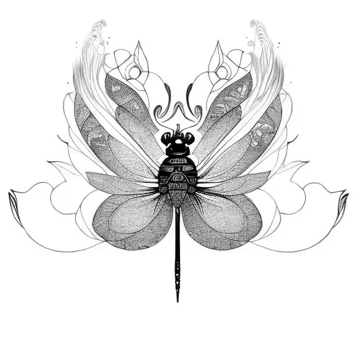 Lotus Flower Peacock Dragonfly Butterfly