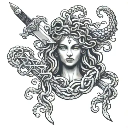 Medusa Holding A Sword