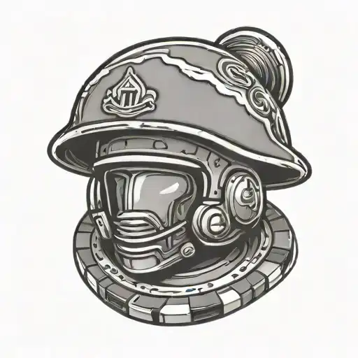A Poker Chip With A Military Helmet Design