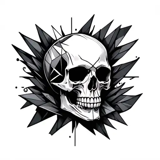 Skull Hand Tattoo With Geometric Pattern