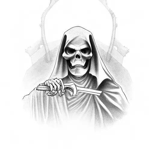 Grim Reaper Holding A Ancient Watch