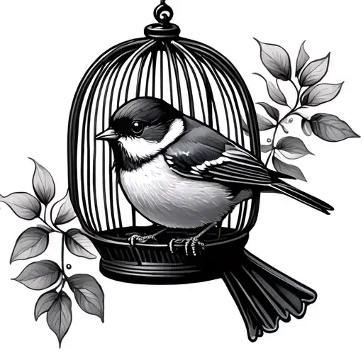 Chickadee Perched On A Bird Cage