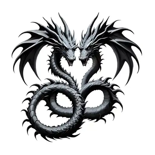 2 Dragons With Their Tails Forming An Infinity Symbol