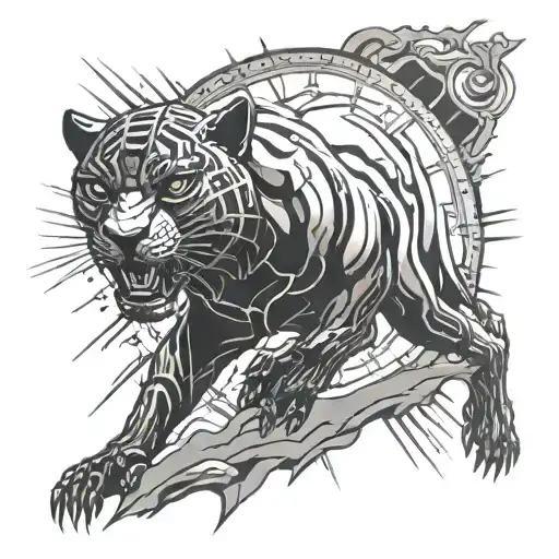 Black Panther And Rays In The Background