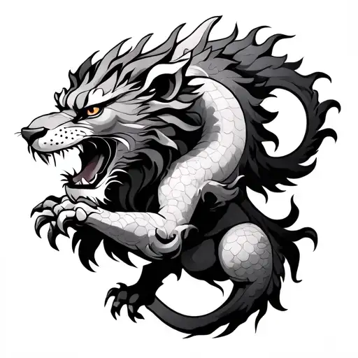 Jin Jang Dragon Hugging A Flawl Lion