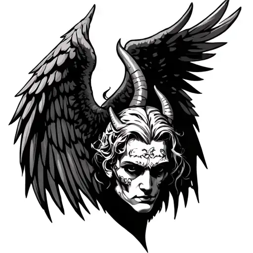 Harth With Angel Wings And Devil Horns