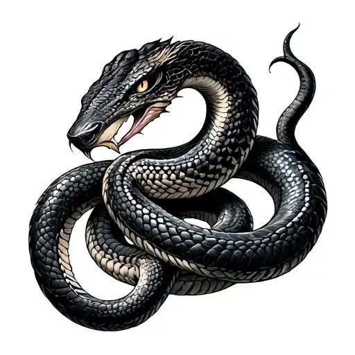 A Realistic Snake Strangling A Warrior Injuring And Northern Runes