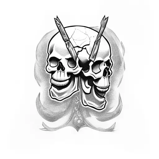 Smiling Skull And Frowning Skull