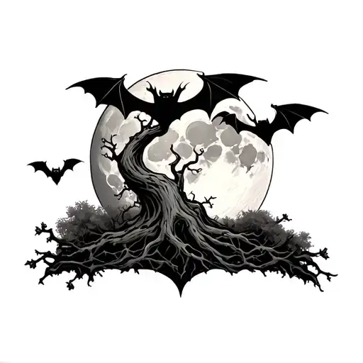 Poison Tree Bats And Moon Surrounded