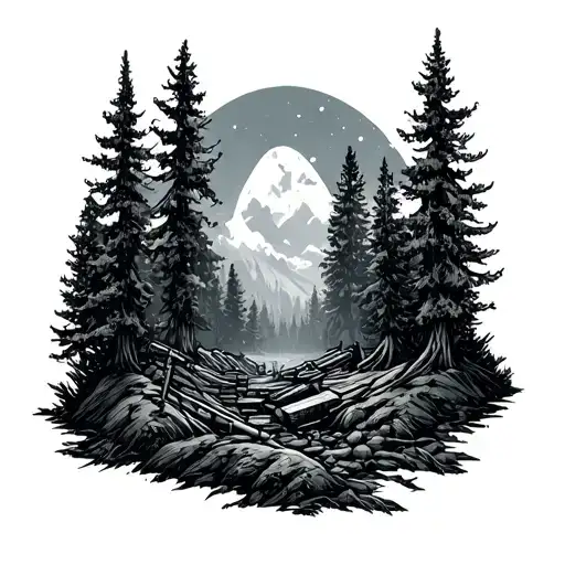 Mining Tattoo In Forest