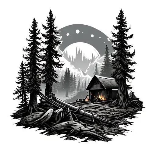 Mining Tattoo In Forest