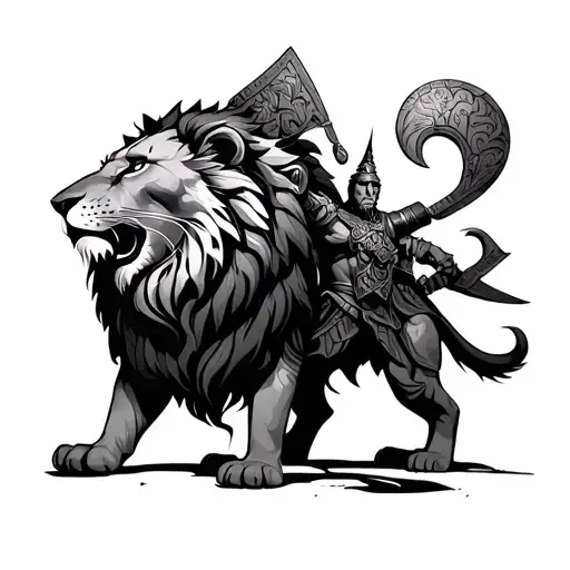 Warrior And A Lion
