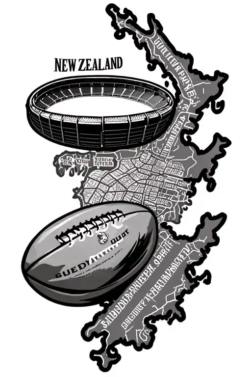 Gates Of Stadium Of Light In Sunderalnd And Map Of New Zealand And Rugby Themed