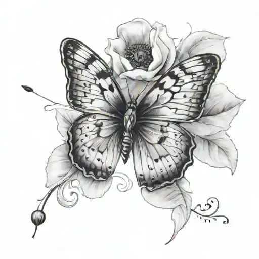 Butterfly With One Normal Wing And One Poppy Wing