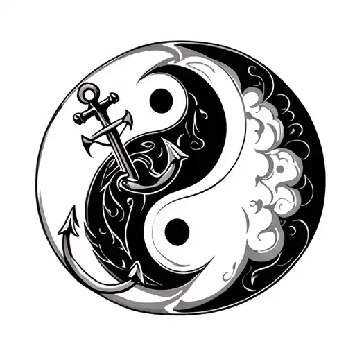 Tattoo Ying Yang With Anchor