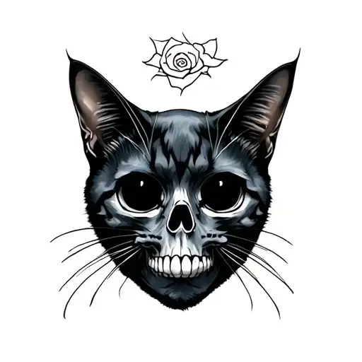 Black Cat With Skull