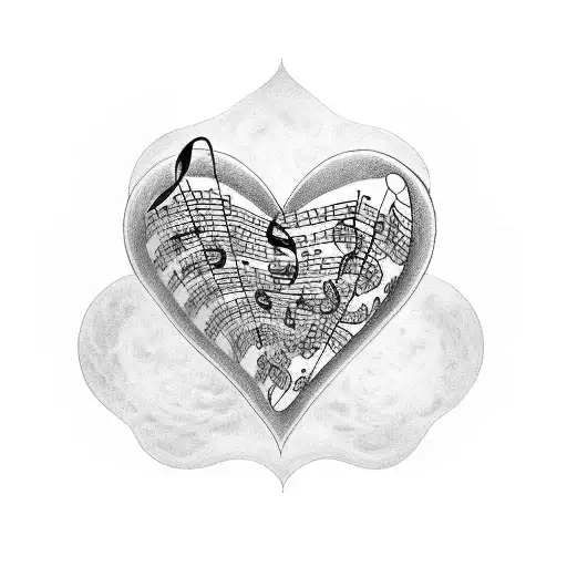 A Tattoo Of A Heart-shaped Music Sheet With The Initials Tms And Tps
