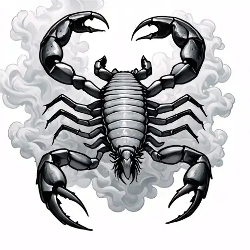 Scorpion In Surrounded By Smoke