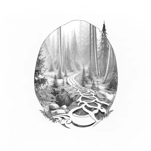 A Hiking Trail Winding Through A Forest With Zelda-inspired Elements