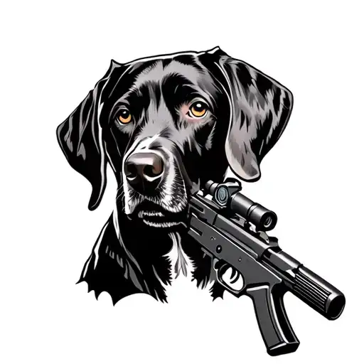 Black German Shorthaired Pointer With Night Vision And A Rifle