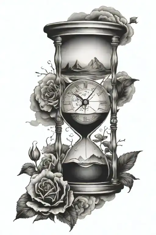 Hour Glass With Sun Set Going Into Night Sky