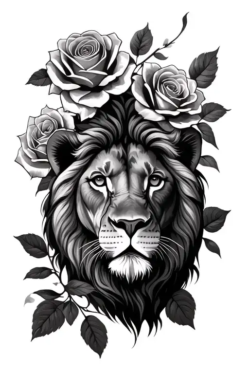 Family Lion And Roses Growing