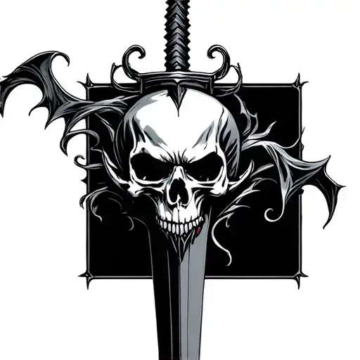 A Fused Dagger With A Vampire Skull