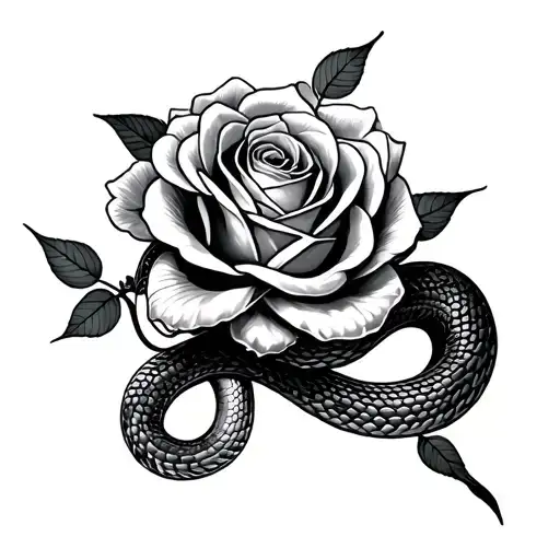 Snake And Rose Intertwined