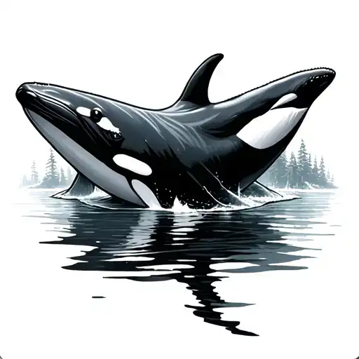 Orca Whale Pacific Northwest Abstract