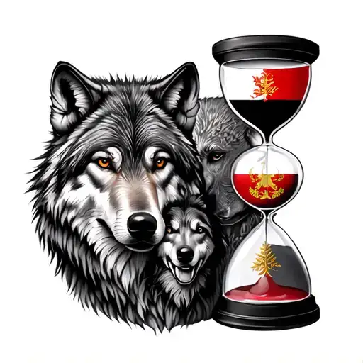 Family And Forest And Hour Glass And Wolf And Albanian Flag