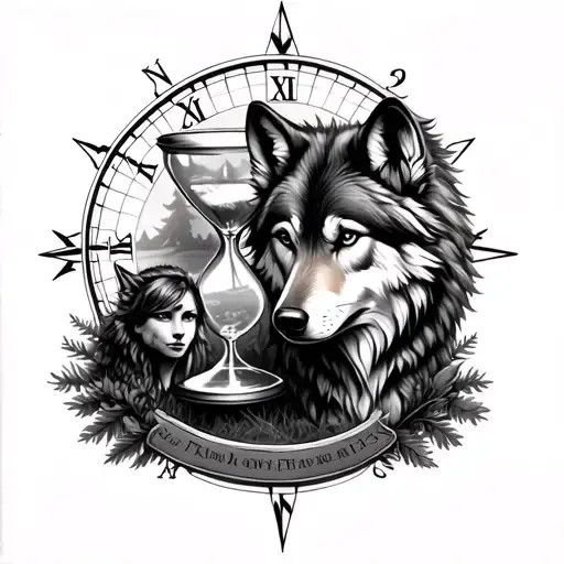 Family And Forest And Hour Glass And Wolf And Compass