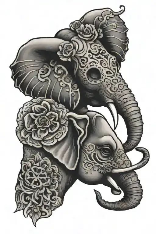 Elephant And Sugar Skull Face