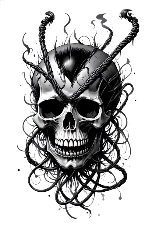 Punk Steam Skull Embedded In Cables