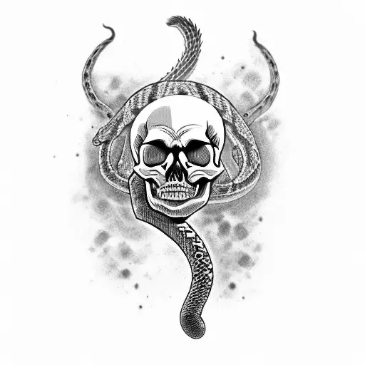 Skull With Rattlesnake